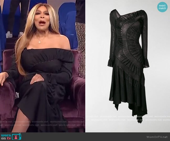 Asymmetric Midi Dress by Roberto Cavalli worn by Wendy Williams on The Wendy Williams Show