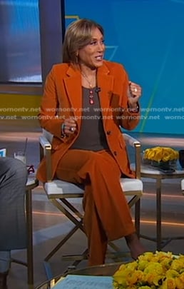 Robin's orange corduroy blazer on Good Morning America