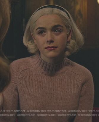 Sabrina's pink cashmere sweater on Chilling Adventures of Sabrina