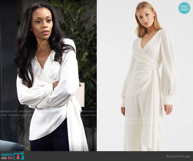 Sachin + Babi Alanna Blouse worn by Amanda Sinclair (Mishael Morgan) on The Young and the Restless