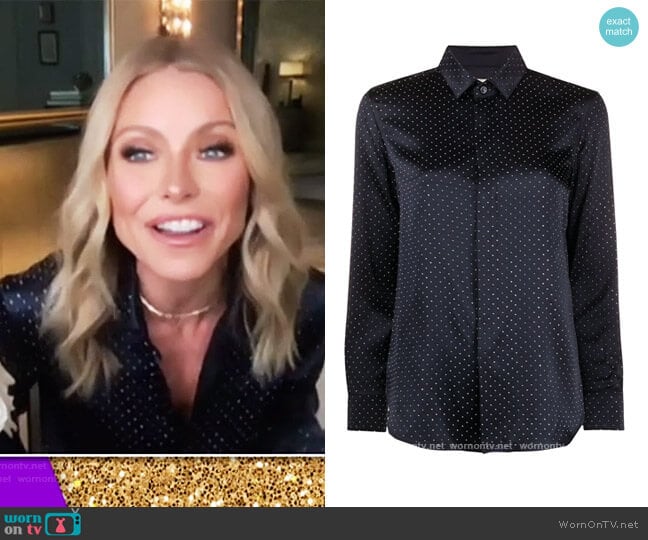 Studded Shirt by Saint Laurent worn by Kelly Rippa on The Talk