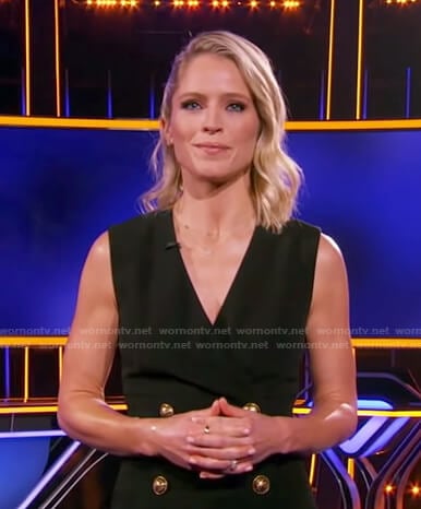 Sara's black double breasted sleeveless dress on The Chase