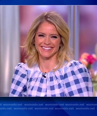 Sara’s blue gingham check top on The View