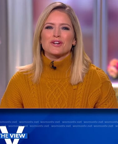 Sara’s mustard cable knit sweater on The View