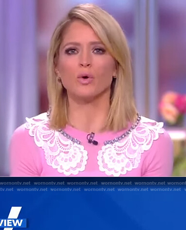 Sara’s pink lace trim sweater on The View