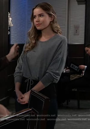 Sasha’s gray sweatshirt with drawstring waist on General Hospital