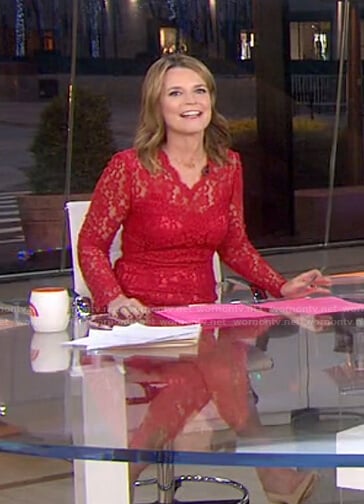 Savannah’s red lace dress on Today