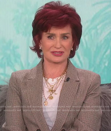 Sharon's check double breasted blazer on The Talk
