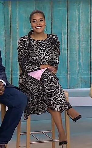 Sheinelle's leopard print puff sleeve dress on Today