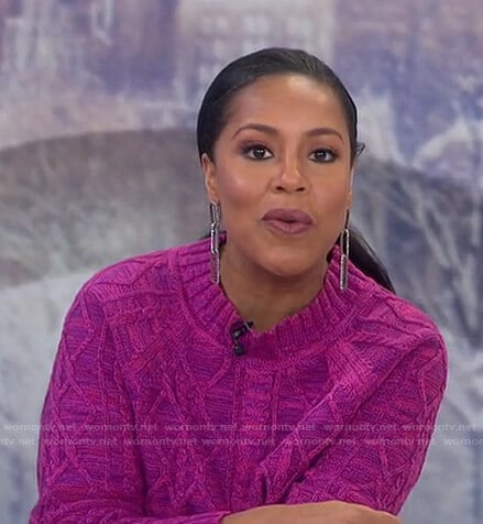 Sheinelle’s pink cable knit sweater on Today
