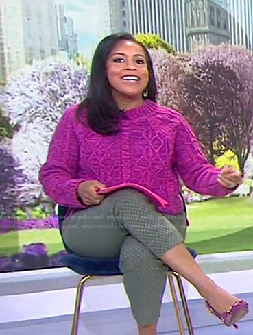 Sheinelle’s pink cable knit sweater on Today