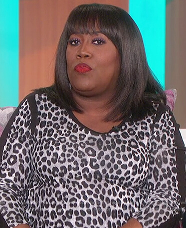 Sheryl’s leopard contrast top on The Talk