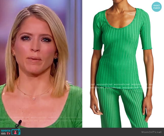 WornOnTV: Sara’s green ribbed scoop sweater on The View | Sara Haines ...