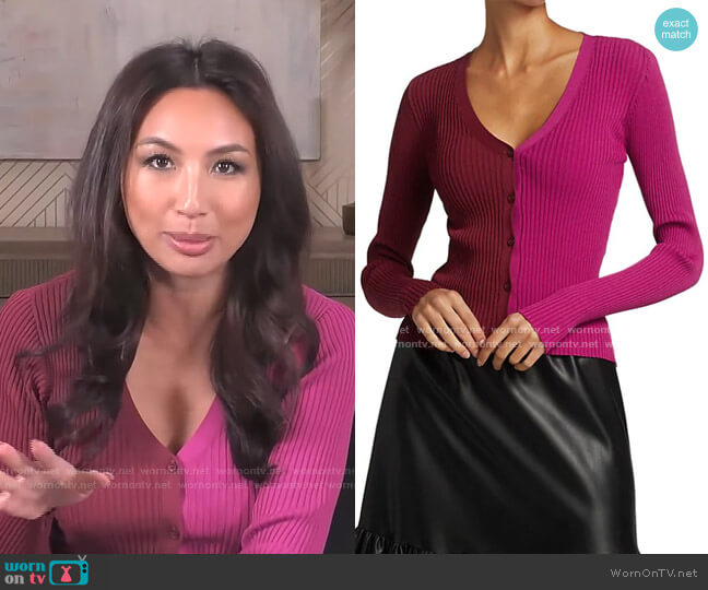 Cargo Colorblock Cardigan by Staud worn by Jeannie Mai on The Real