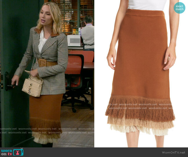 Staud Nelly Fringe Skirt worn by Mandy Baxter (Molly McCook) on Last Man Standing