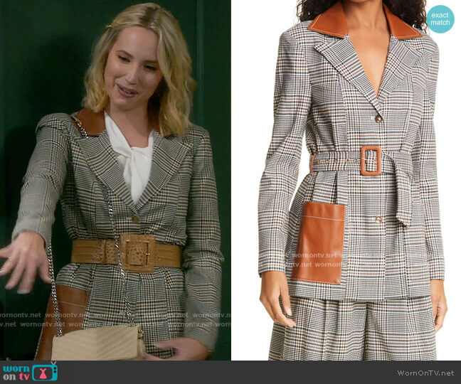 Staud Paprika Glenplaid Blazer worn by Mandy Baxter (Molly McCook) on Last Man Standing