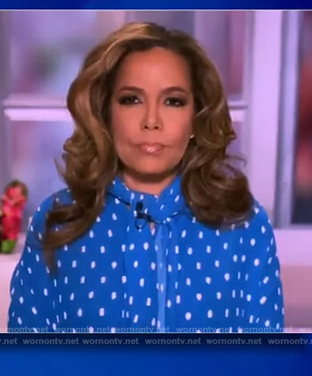 Sunny’s blue polka dot tie blouse on The View