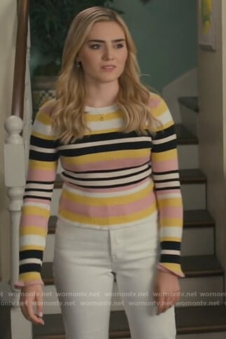 Taylor's stripe ribbed sweater on American Housewife