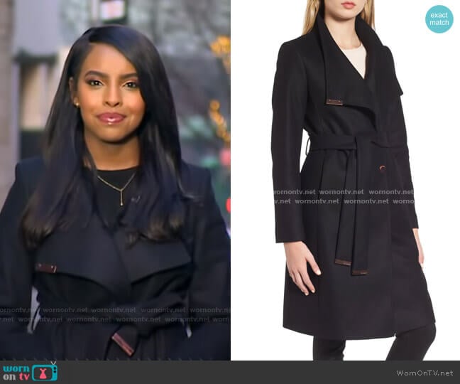 WornOnTV: Mona’s black wrap coat on Good Morning America | Clothes and ...