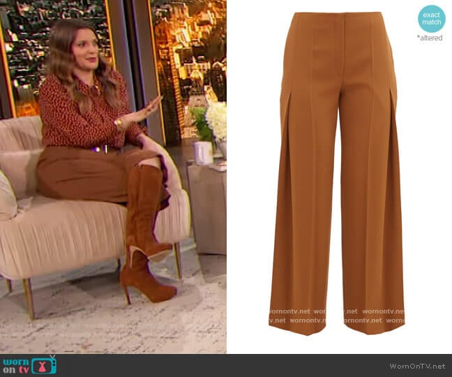 Alexa virgin wool pleated trousers by The Row worn by Drew Barrymore on The Drew Barrymore Show