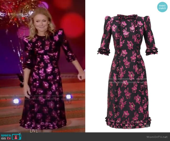 Cate Floral Midi Dress by The Vampire's Wife worn by Kelly Ripa on Live with Kelly and Mark