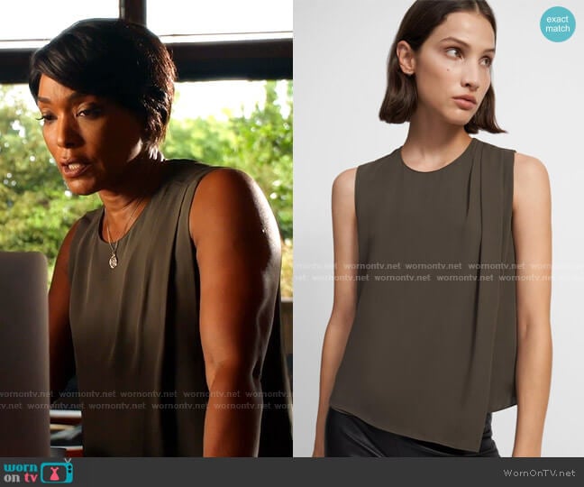 Draped Shoulder Top in Silk Georgette by Theory worn by Athena Grant (Angela Bassett) on 9-1-1