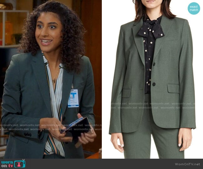 Theory Carissa Blazer worn by Mikaela Shaw (Vella Lovell) on Mr Mayor