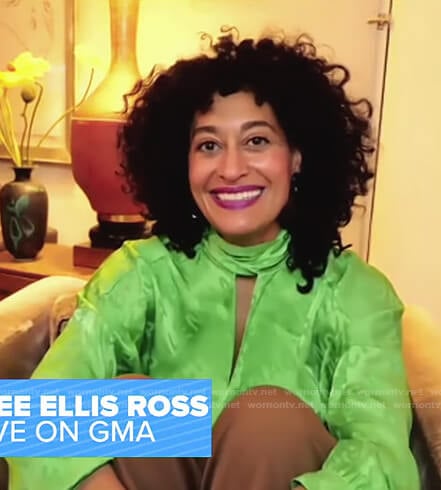 Tracee Ellis Ross’s green keyhole top on Good Morning America