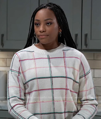 Trina’s white check sweater on General Hospital