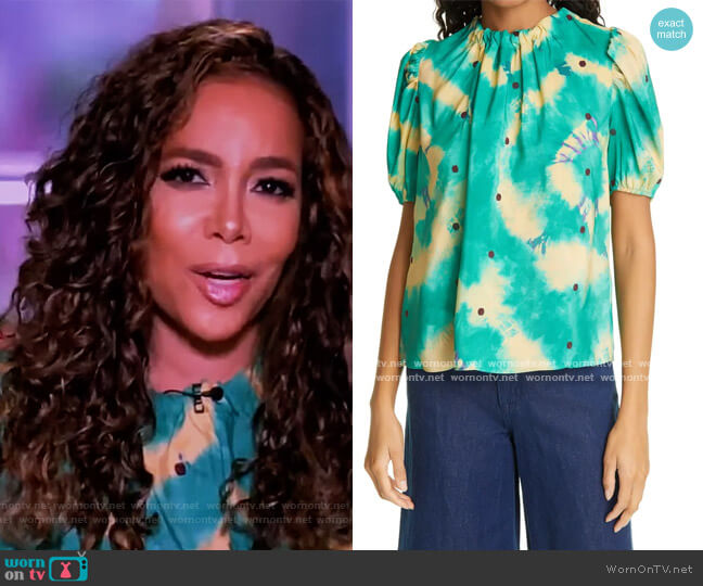 Isolda Tie Dye & Texture Dot Silk Blouse by Ulla Johnson worn by Sunny Hostin on The View