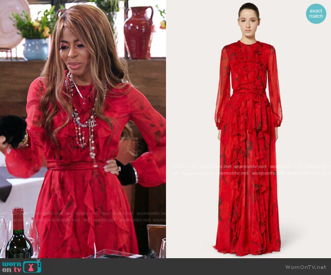 Floral Chiffon Ruffle Gown by Valentino worn by Mary Cosby on The Real Housewives of Salt Lake City