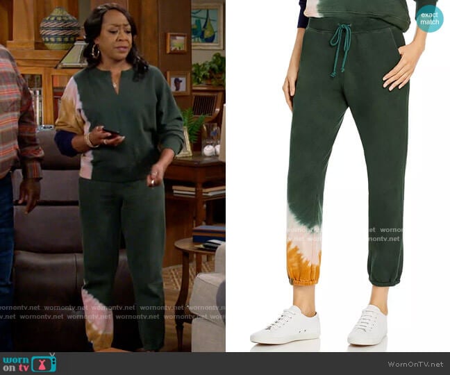 Velvet by Graham & Spencer Nissa Tie Dyed Jogger Pants worn by Tina Butler (Tichina Arnold) on The Neighborhood