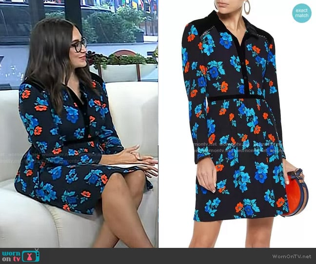 Velvet-Paneled Floral-Print Shirtdress by Maje worn by Savannah Sellers on Today