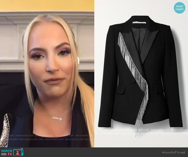 Clarise Fringed Rhinestone Dickey Blazer by Veronica Beard worn by Meghan McCain on E! News