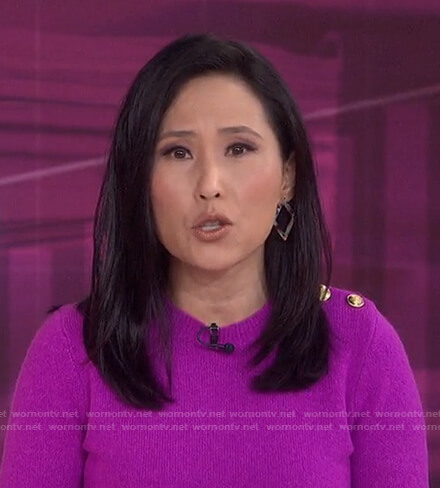 Vicky’s purple button shoulder sweater on Today
