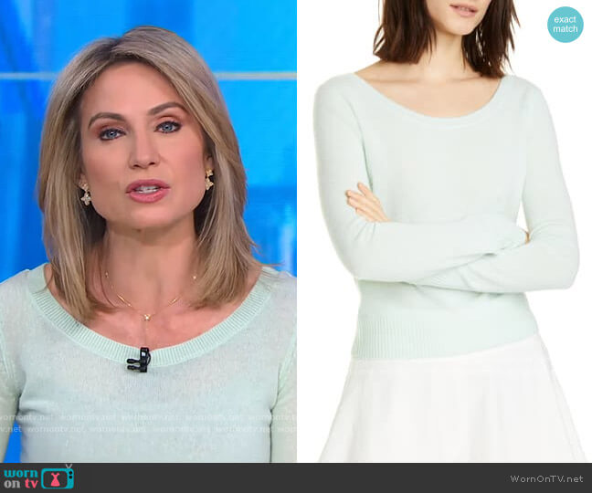 Ballet Neck Cashmere Sweater by Vince worn by Amy Robach on Good Morning America