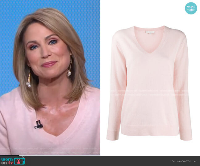 V-neck cashmere jumper by Vince worn by Amy Robach  on Good Morning America