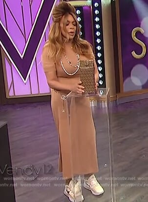 Wendy’s beige turtleneck midi dress on The Wendy Williams Show