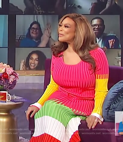 Wendy’s ribbed colorblock midi dress on The Wendy Williams Show