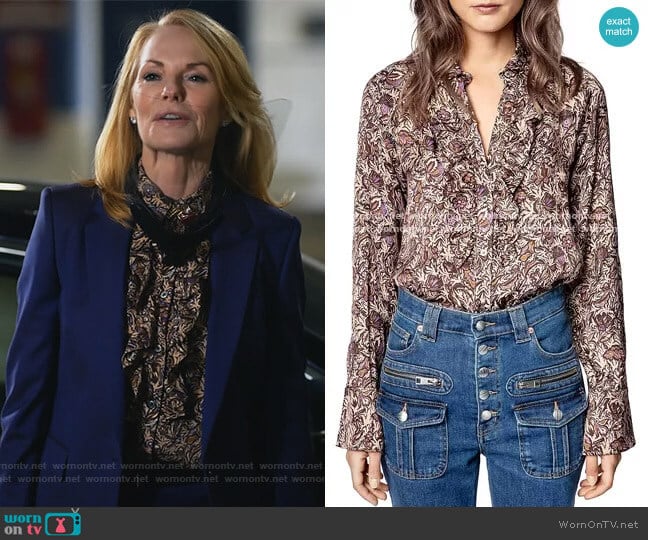 Tuska Blouse by Zadig and Voltaire worn by Lisa Benner (Marg Helgenberger) on All Rise