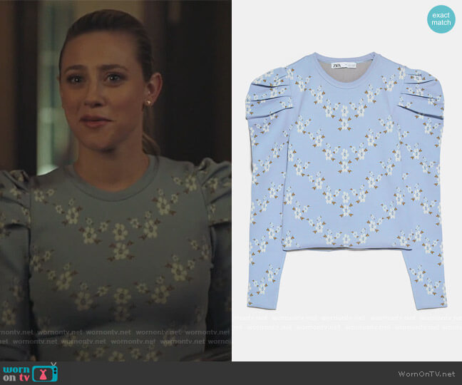 Floral Knit Sweater by Zara worn by Betty Cooper (Lili Reinhart) on Riverdale