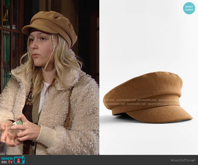 Wool Blend Skipper Cap by Zara worn by Faith Newman (Alyvia Alyn Lind) on The Young and the Restless