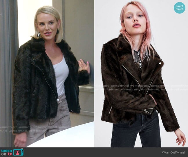 Faux Fur Biker Jackety by Zara worn by Whitney Rose on The Real Housewives of Salt Lake City