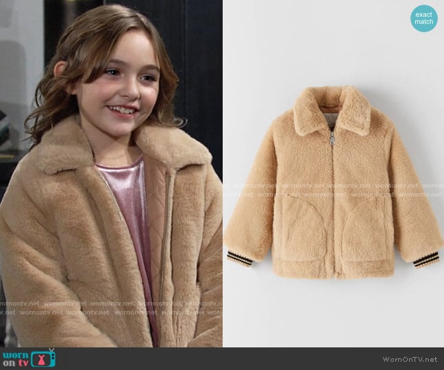 Zara Faux Fur Jacket worn by Katie on The Young and the Restless