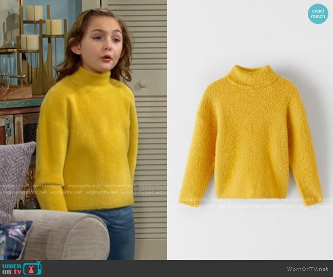 Zara Feather Knit Sweater worn by Katie on The Young and the Restless