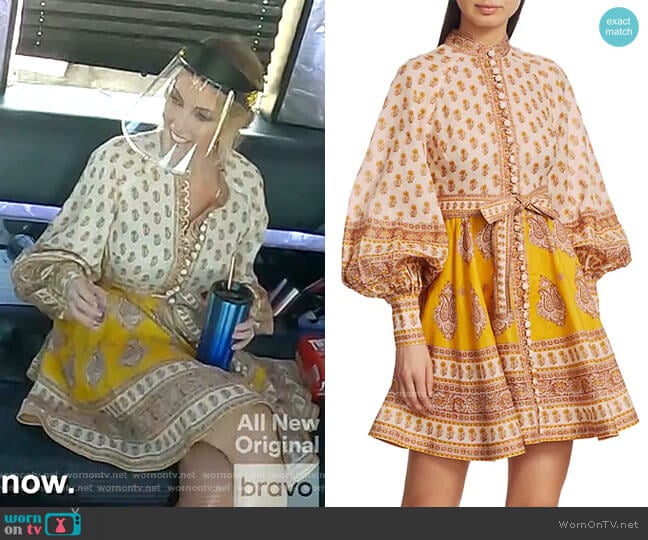 Bonita Paisley Linen Mini Dress by Zimmermann worn by Stephanie Hollman on The Real Housewives of Dallas