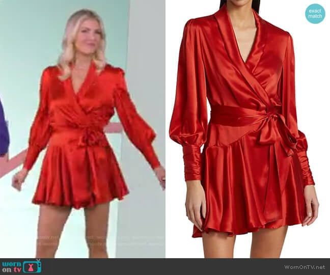 Silk Wrap Mini Dress by Zimmermann worn by Amanda Kloots on The Talk