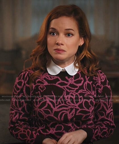 Zoey’s metallic floral sweater on Zoeys Extraordinary Playlist