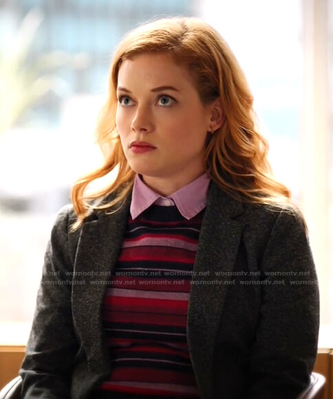 Zoey's metallic striped sweater on Zoeys Extraordinary Playlist