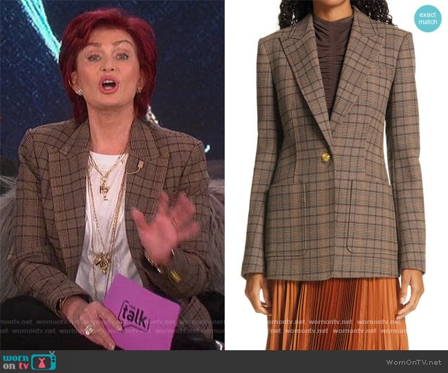 Hicks Check Single Button Blazer by A.L.C. worn by Sharon Osbourne on The Talk